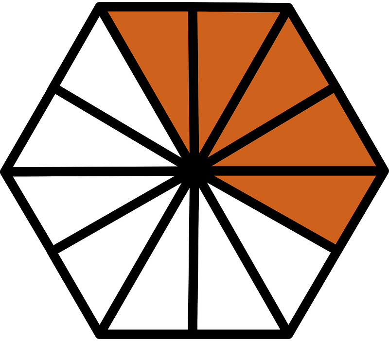 Orange-Brown Hexagon Fraction 5:12