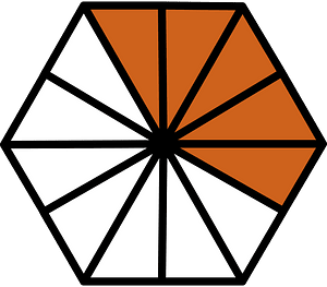 Orange-Brown Hexagon Fraction 5:12