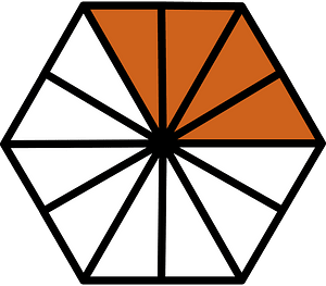 Orange-Brown Hexagon Fraction 4:12