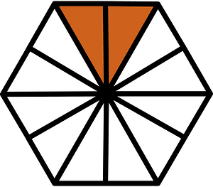 Orange-Brown Hexagon Fraction 2:12