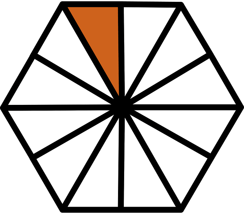 Orange-Brown Hexagon Fraction 1:12