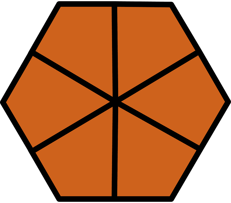 Orange-Brown Hexagon Fraction 6:6
