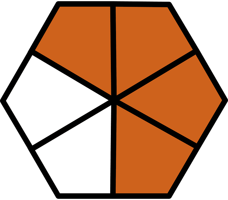 Orange-Brown Hexagon Fraction 4:6