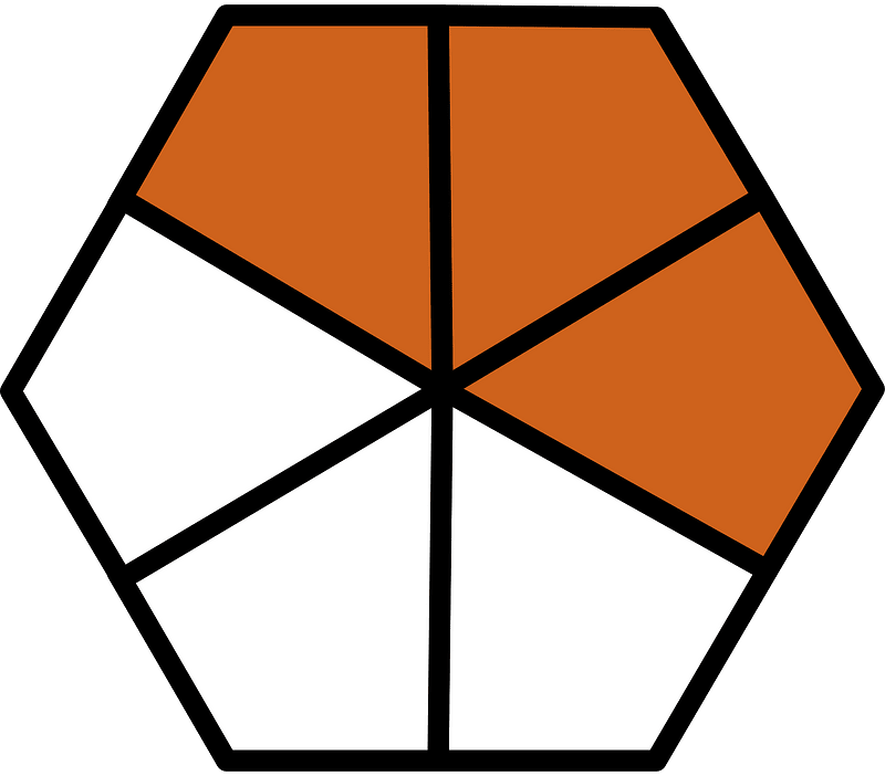 Orange-Brown Hexagon Fraction 3:6