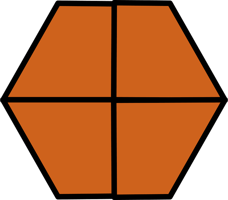 Orange-Brown Hexagon Fraction 4:4