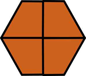 Orange-Brown Hexagon Fraction 4:4