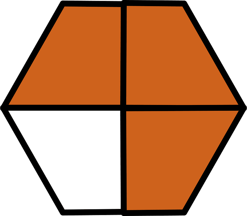 Orange-Brown Hexagon Fraction 3:4