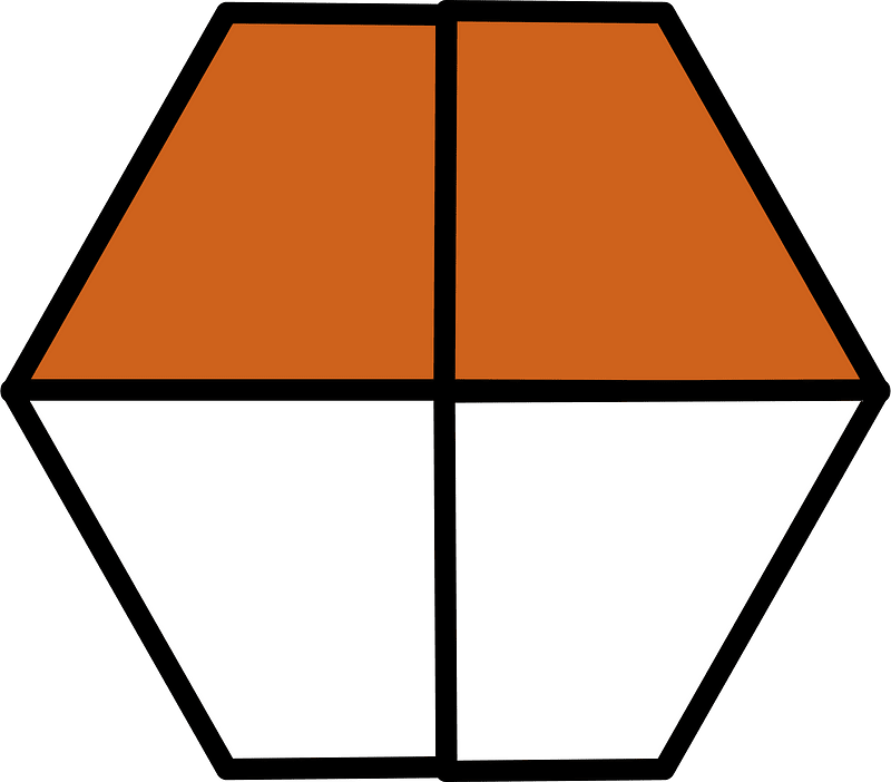 Orange-Brown Hexagon Fraction 2:4