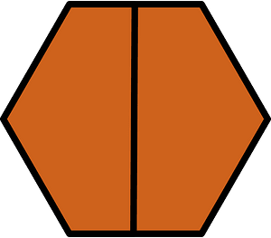 Orange-Brown Hexagon Fraction 2:2