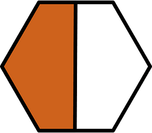 Orange-Brown Hexagon Fraction 1:2