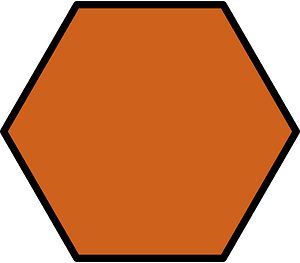 Orange-Brown Hexagon Fraction 1:1