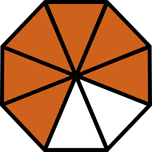 Orange-Brown Regular Octagon Fraction 6:8
