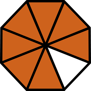 Orange-Brown Regular Octagon Fraction 7:8