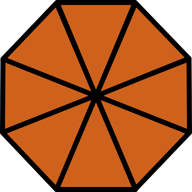 Orange-Brown Regular Octagon Fraction 8:8