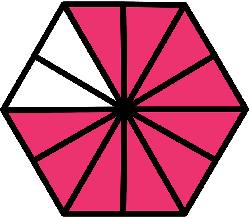 Pink Hexagon Fraction 10:12