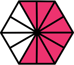 Pink Hexagon Fraction 8:12