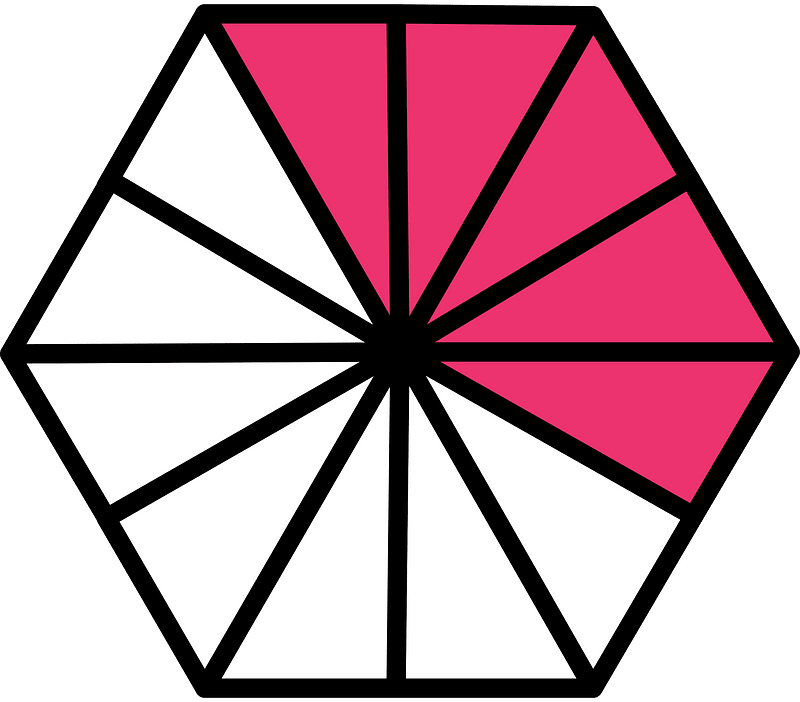 Pink Hexagon Fraction 5:12