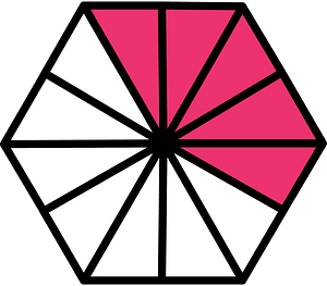 Pink Hexagon Fraction 5:12