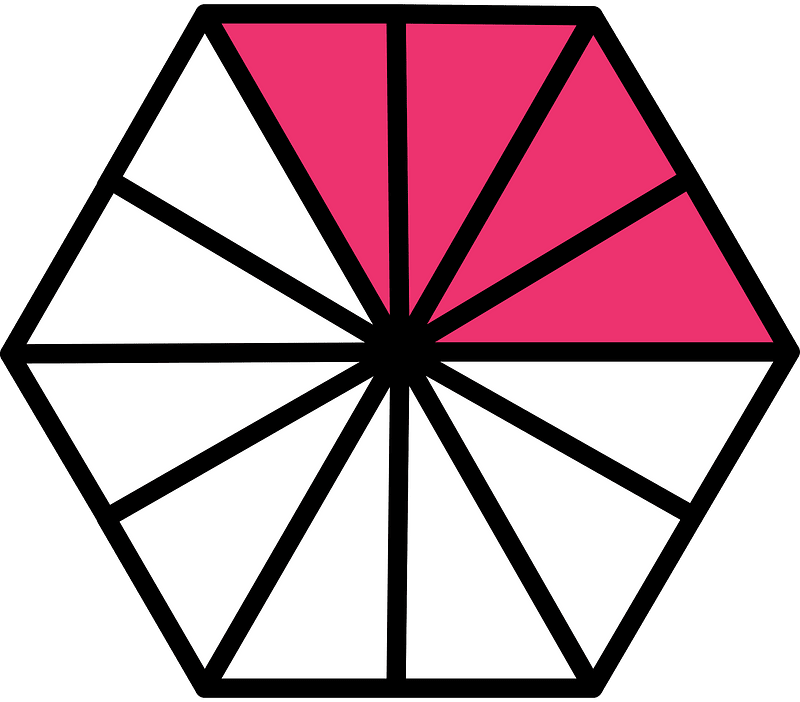 Pink Hexagon Fraction 4:12