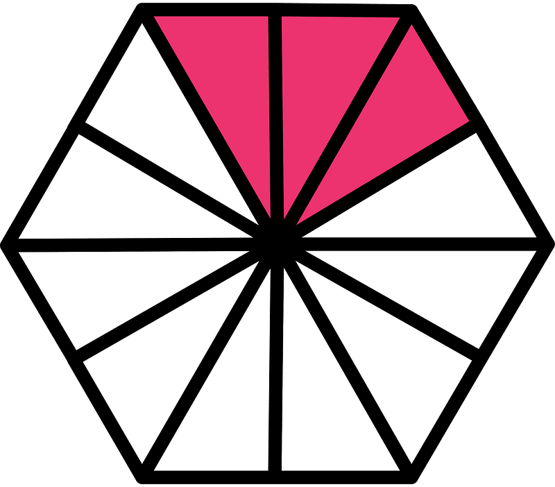 Pink Hexagon Fraction 3:12