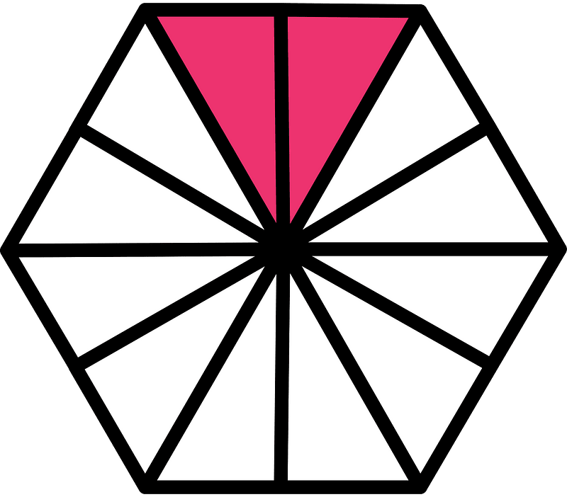 Pink Hexagon Fraction 2:12