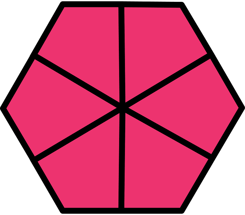 Pink Hexagon Fraction 6:6