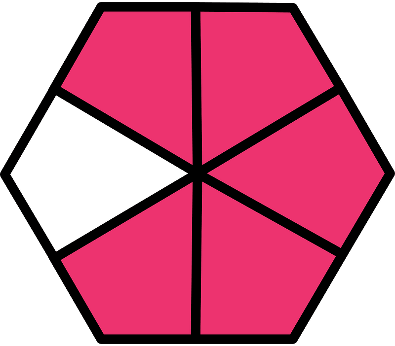 Pink Hexagon Fraction 5:6