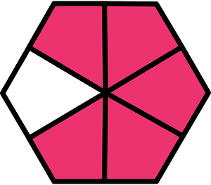 Pink Hexagon Fraction 5:6
