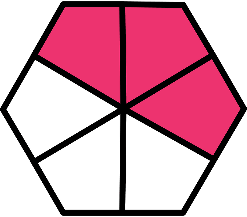 Pink Hexagon Fraction 3:6