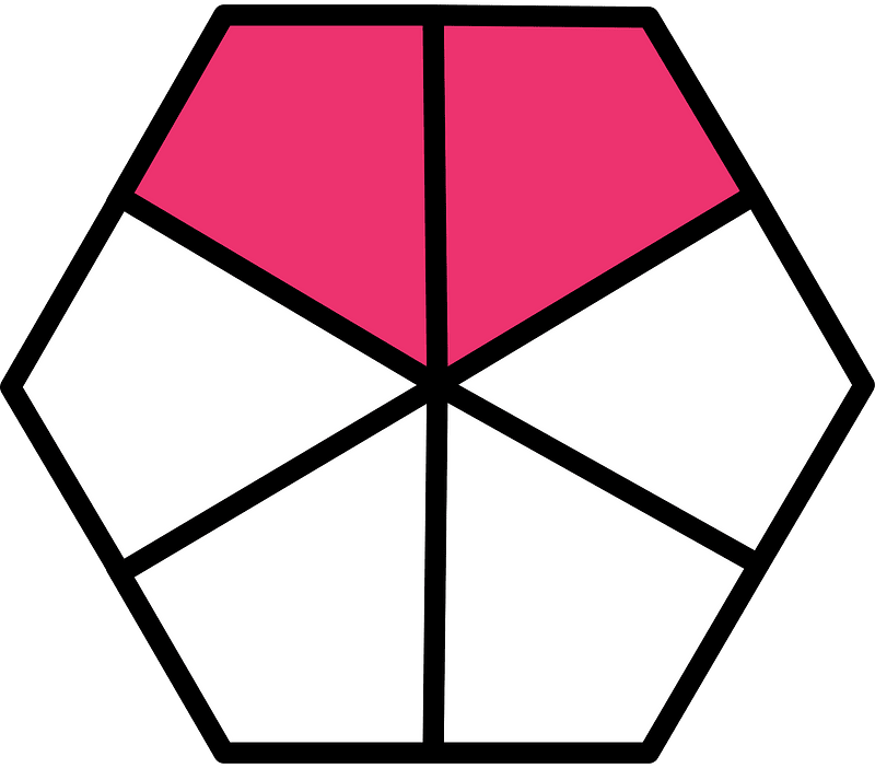 Pink Hexagon Fraction 2:6