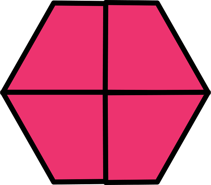 Pink Hexagon Fraction 4:4
