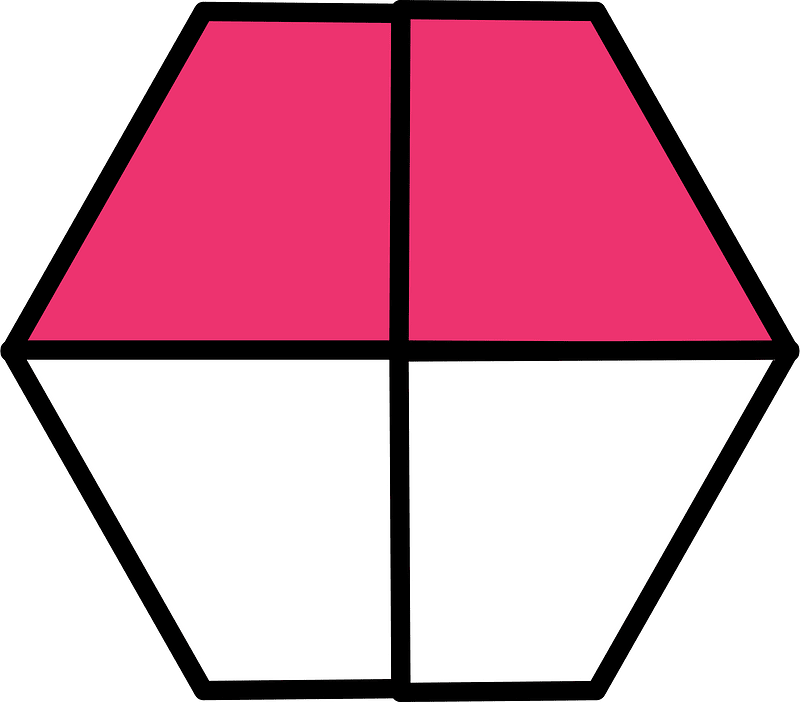 Pink Hexagon Fraction 2:4