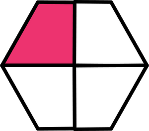 Pink Hexagon Fraction 1:4