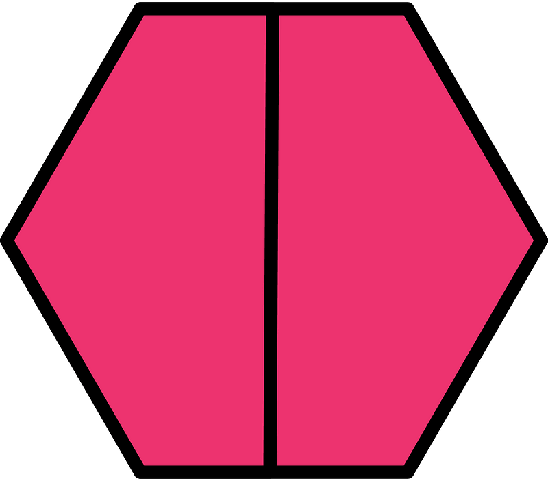 Pink Hexagon Fraction 2:2