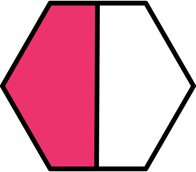 Pink Hexagon Fraction 1:2