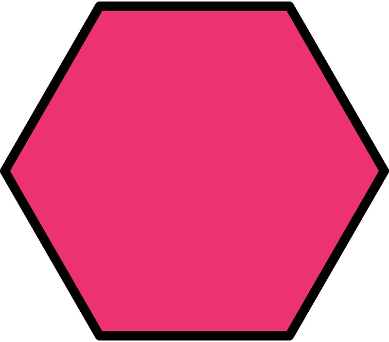 Pink Hexagon Fraction 1:1