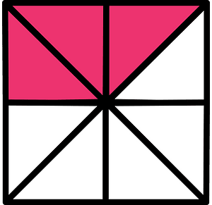 Pink Square Fraction 3:8