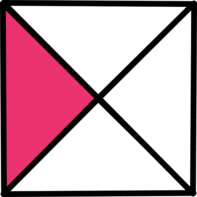 Pink Square Fraction 1:4