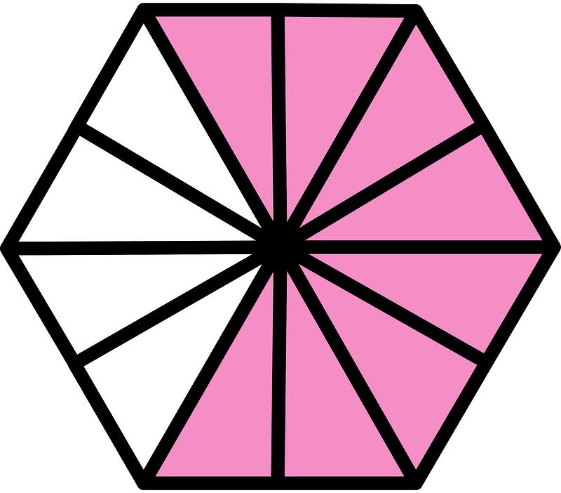 Purple Hexagon Fraction 8:12