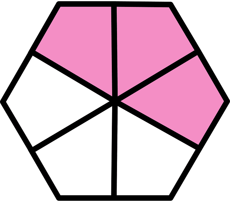 Purple Hexagon Fraction 3:6