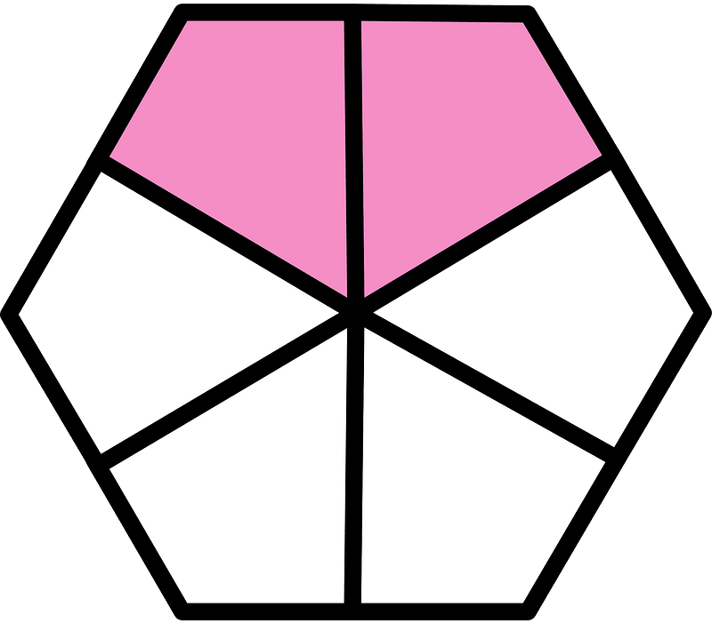 Purple Hexagon Fraction 2:6