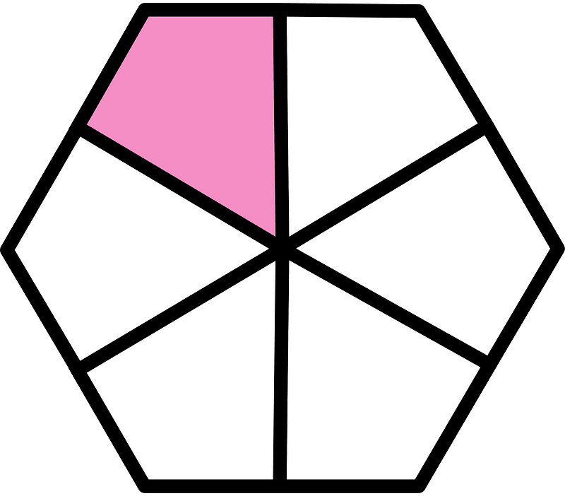 Purple Hexagon Fraction 1:6