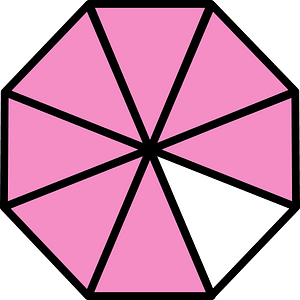 Purple Regular Octagon Fraction 7:8