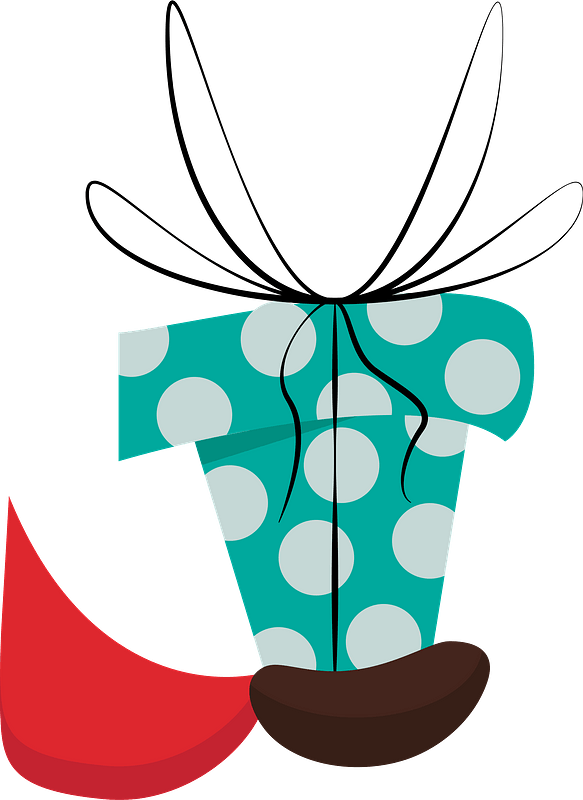 Left hand of Santa Claus with a present