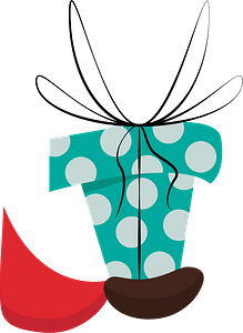 Left hand of Santa Claus with a present