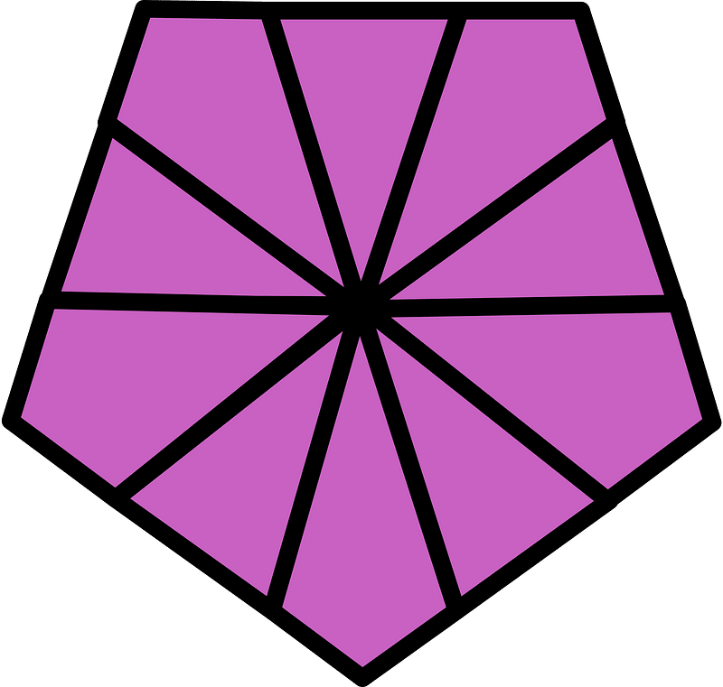 Magenta Pentagon Fraction 10:10