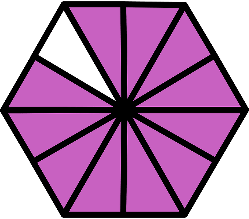 Magenta Hexagon Fraction 11:12