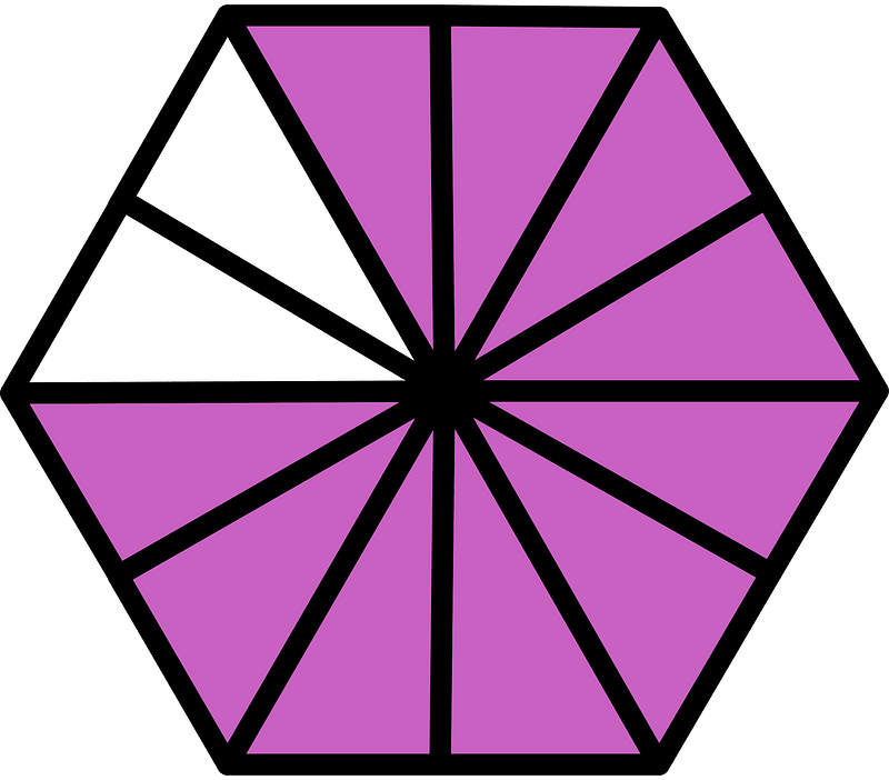 Magenta Hexagon Fraction 10:12