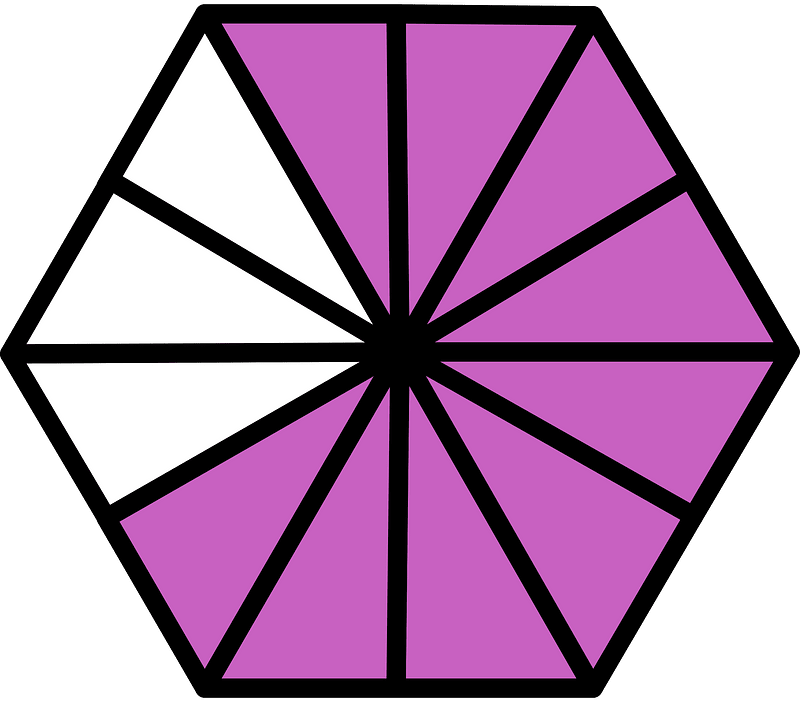 Magenta Hexagon Fraction 9:12