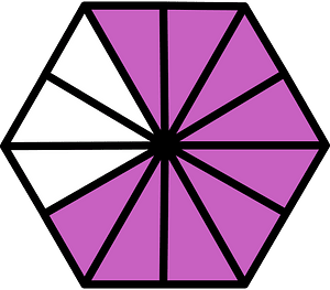Magenta Hexagon Fraction 9:12